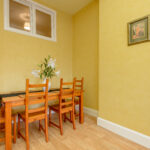 Dining table with flowers.