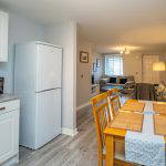 Dining area with fridge and microwave